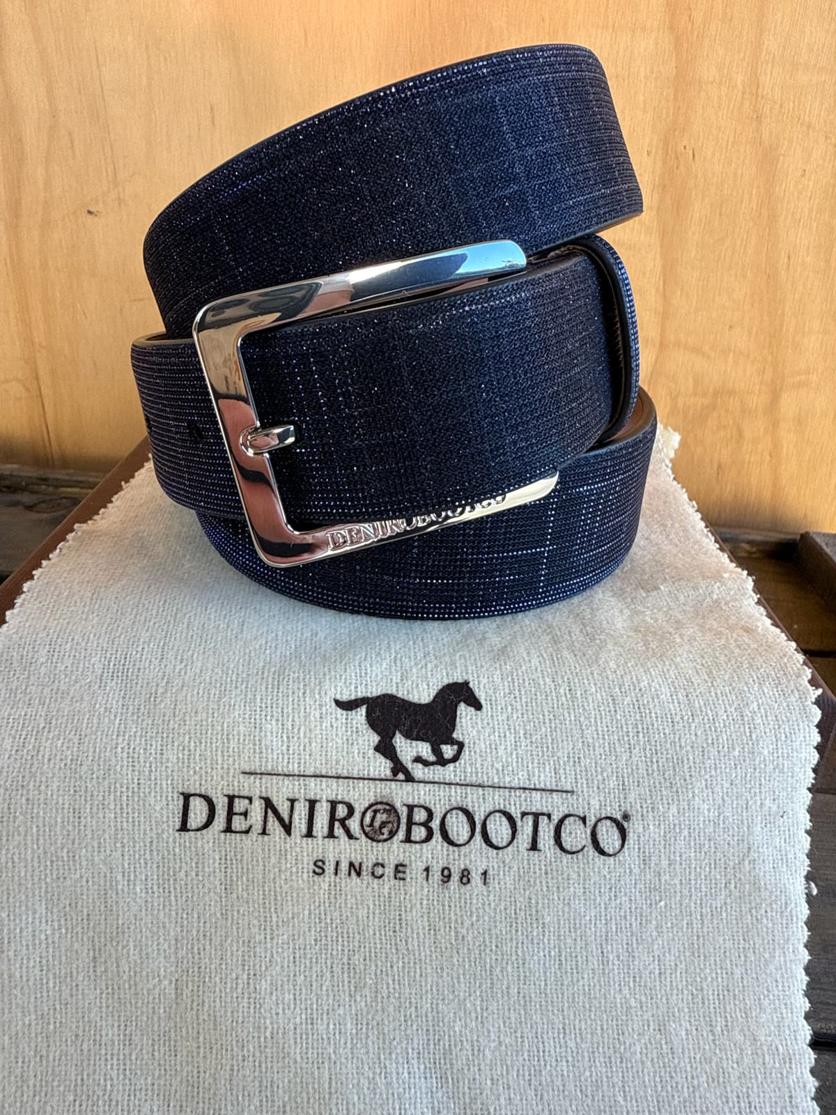 DENIRO BELT IN IRIDE NAVY