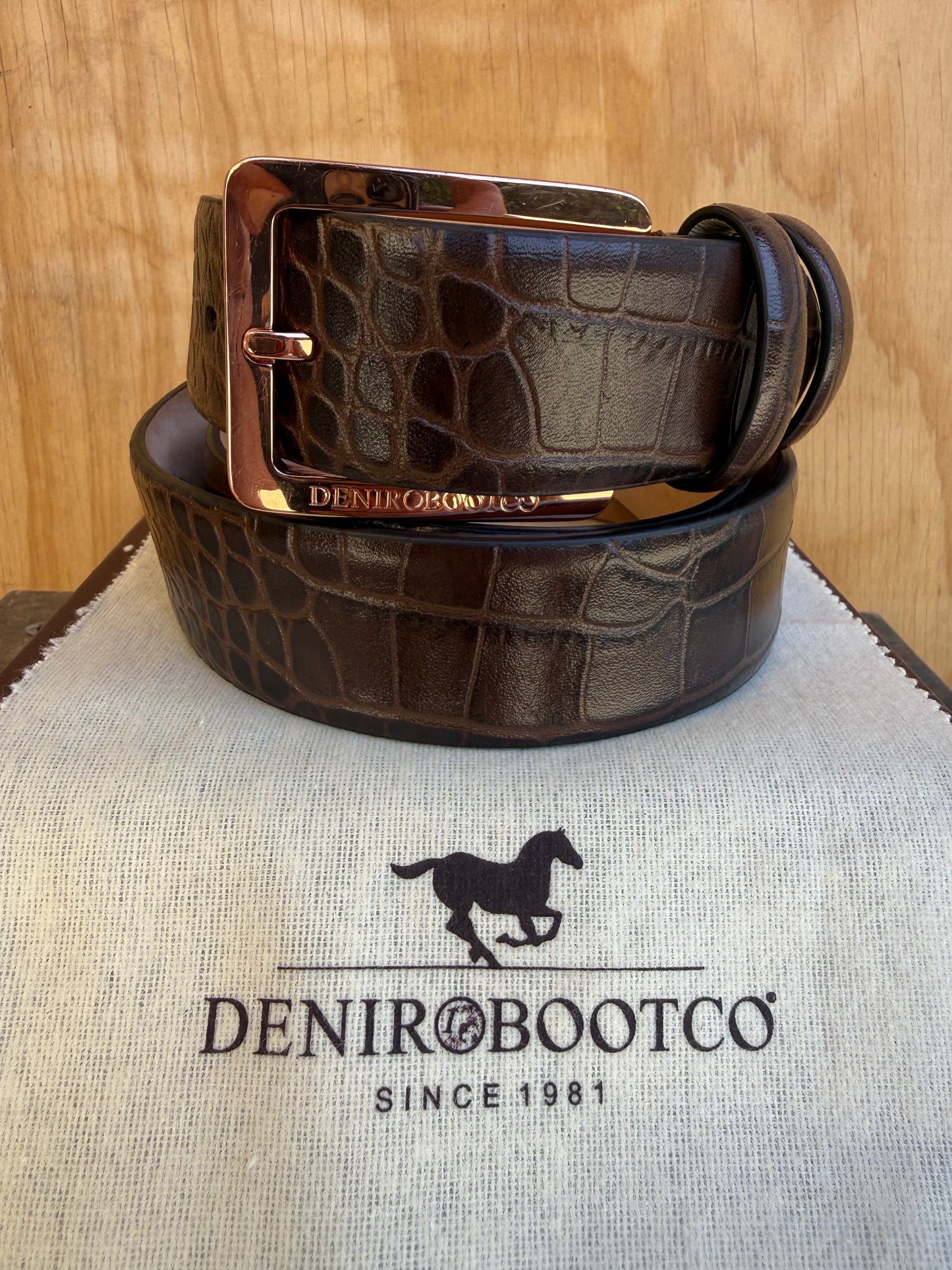 DENIRO BELT IN MALIBU MOKA WITH ROSEGOLD BUCKLE