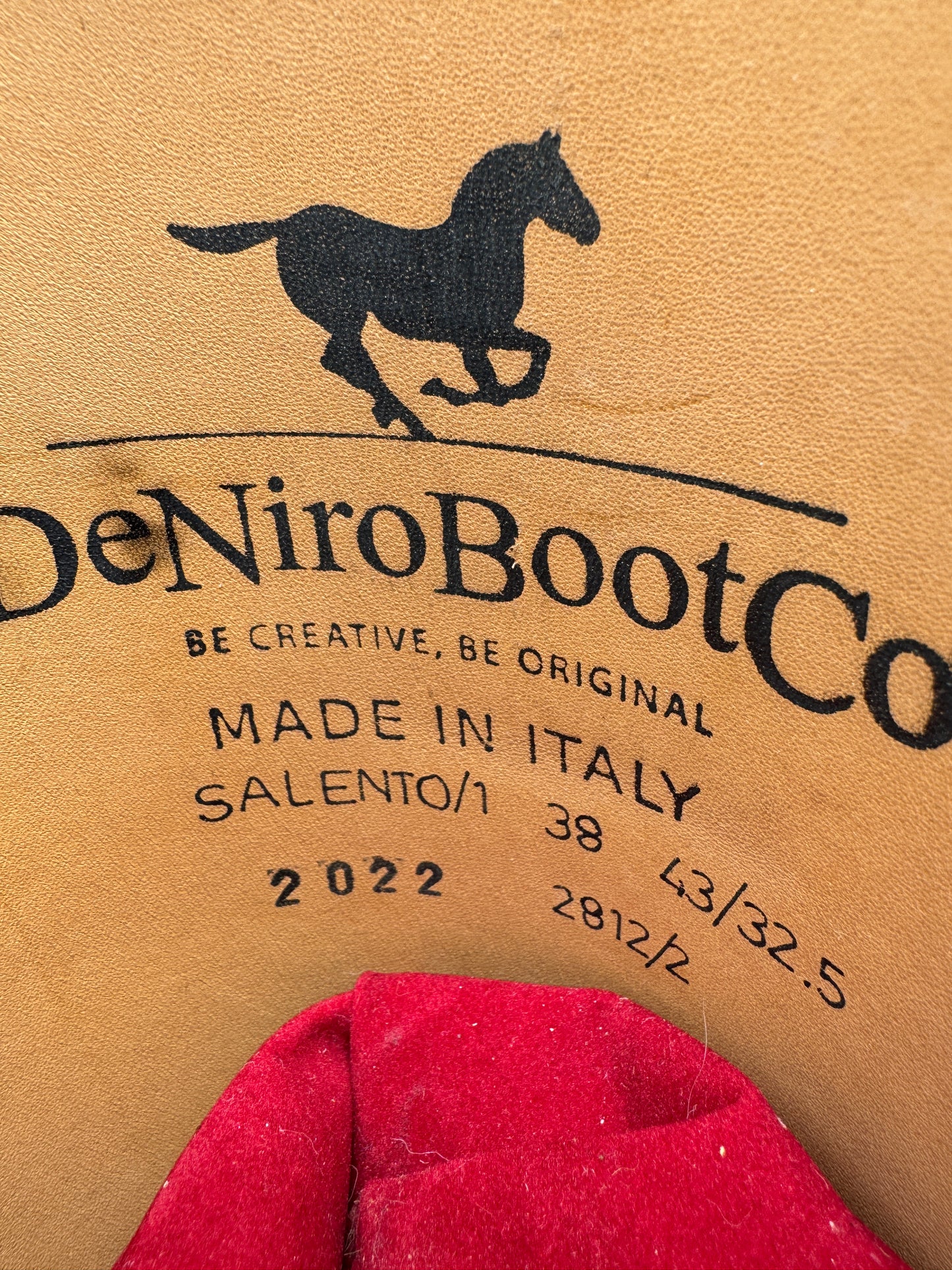 SALE** DENIRO BOOT SALENTO IN BLACK/BROWN WITH CUSTOM LEATHER TOP SIZE 39 WIDTH 32.5 HEIGHT 43