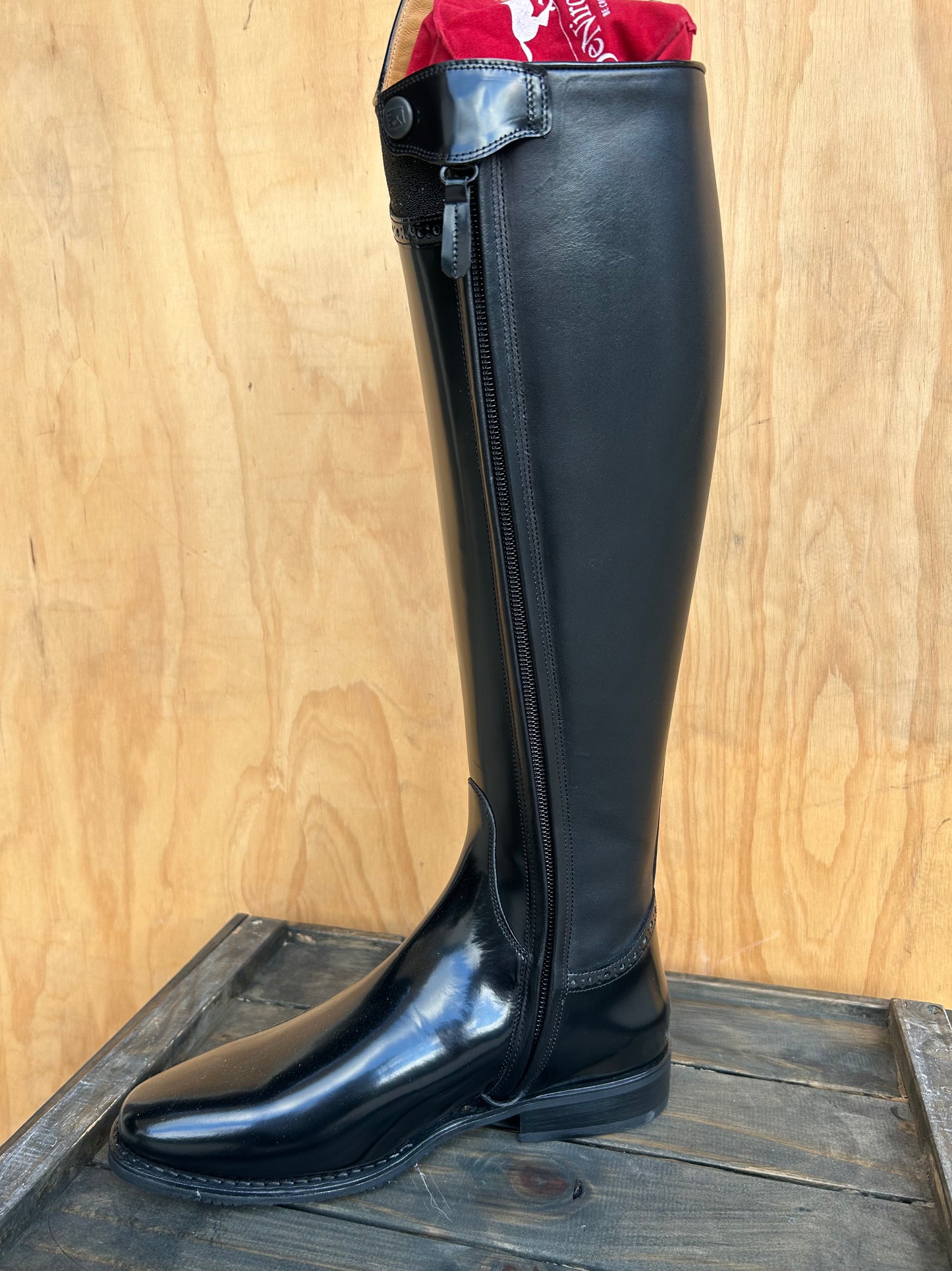 DENIRO BELLINI IN BRUSHED BLACK WITH TOP IN CRYSTAL FABRIC 39 MC L