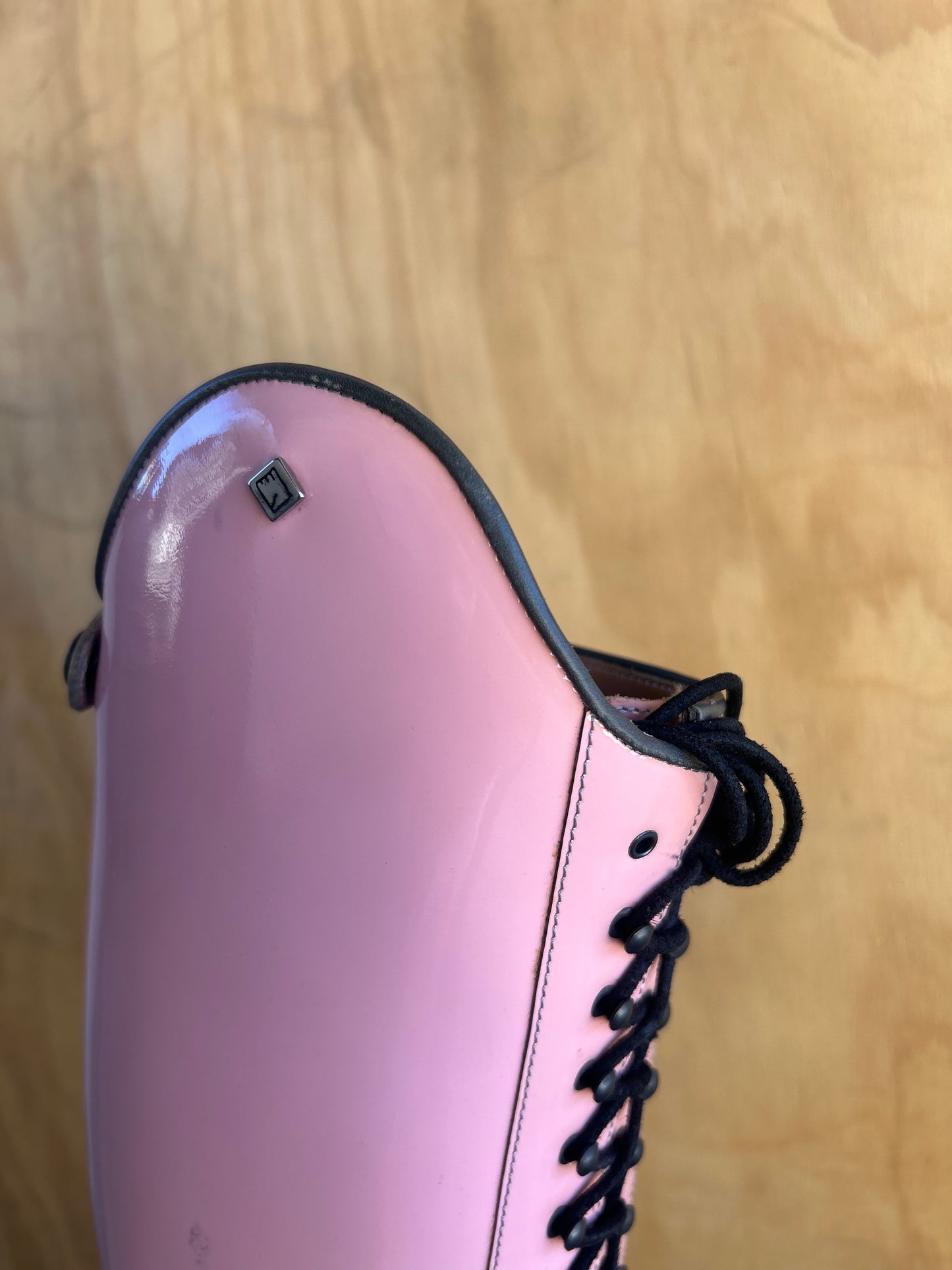 DENIRO LACE UP JUMPER BOOTS IN PATENT GLICINE