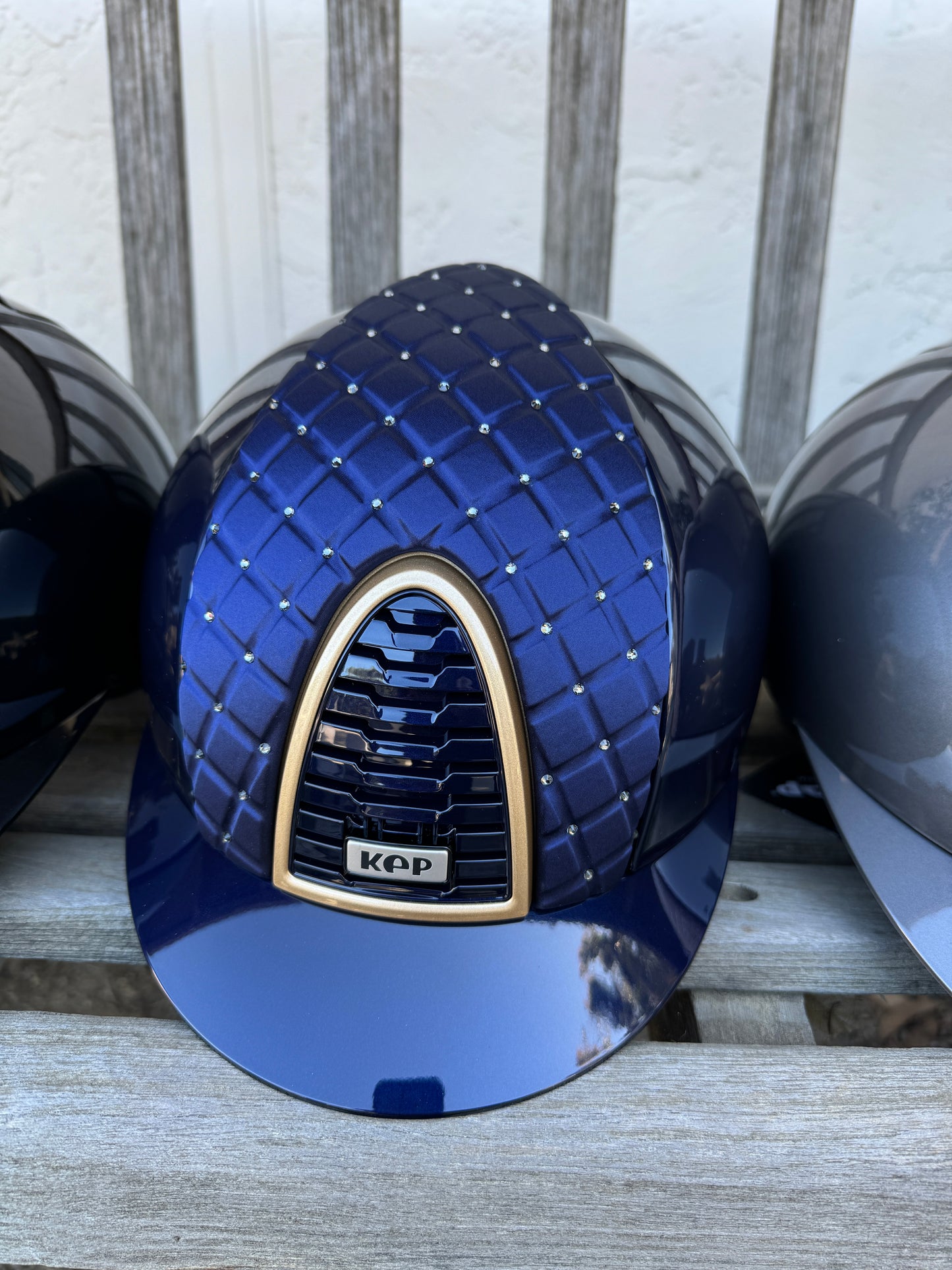 KEP POLISHED BLUE WITH MILANO CRYSTALS AND SAND FRAME