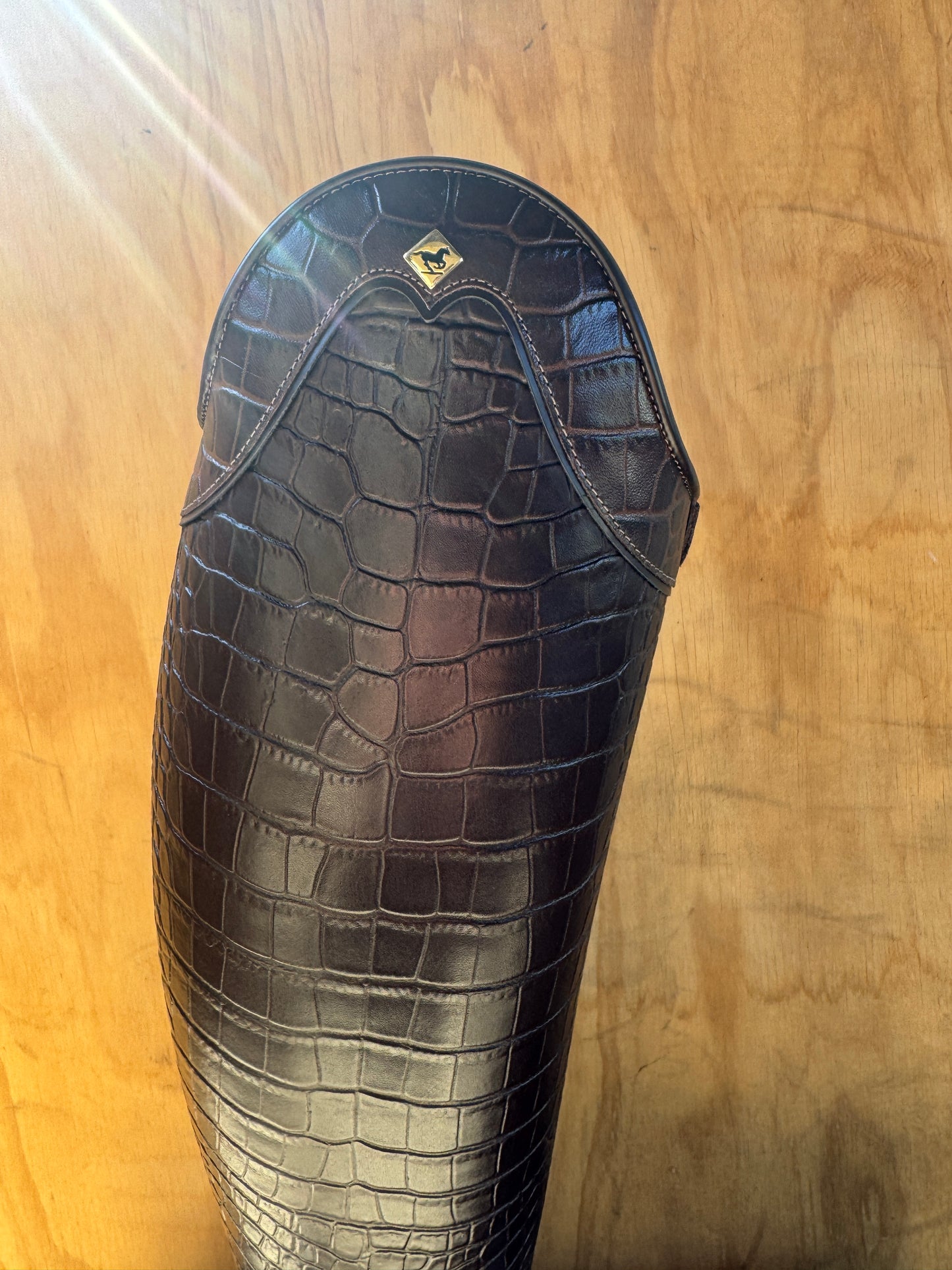 DENIRO BELLINI IN BROWN CROCO SIZE 38 (46/34.5)