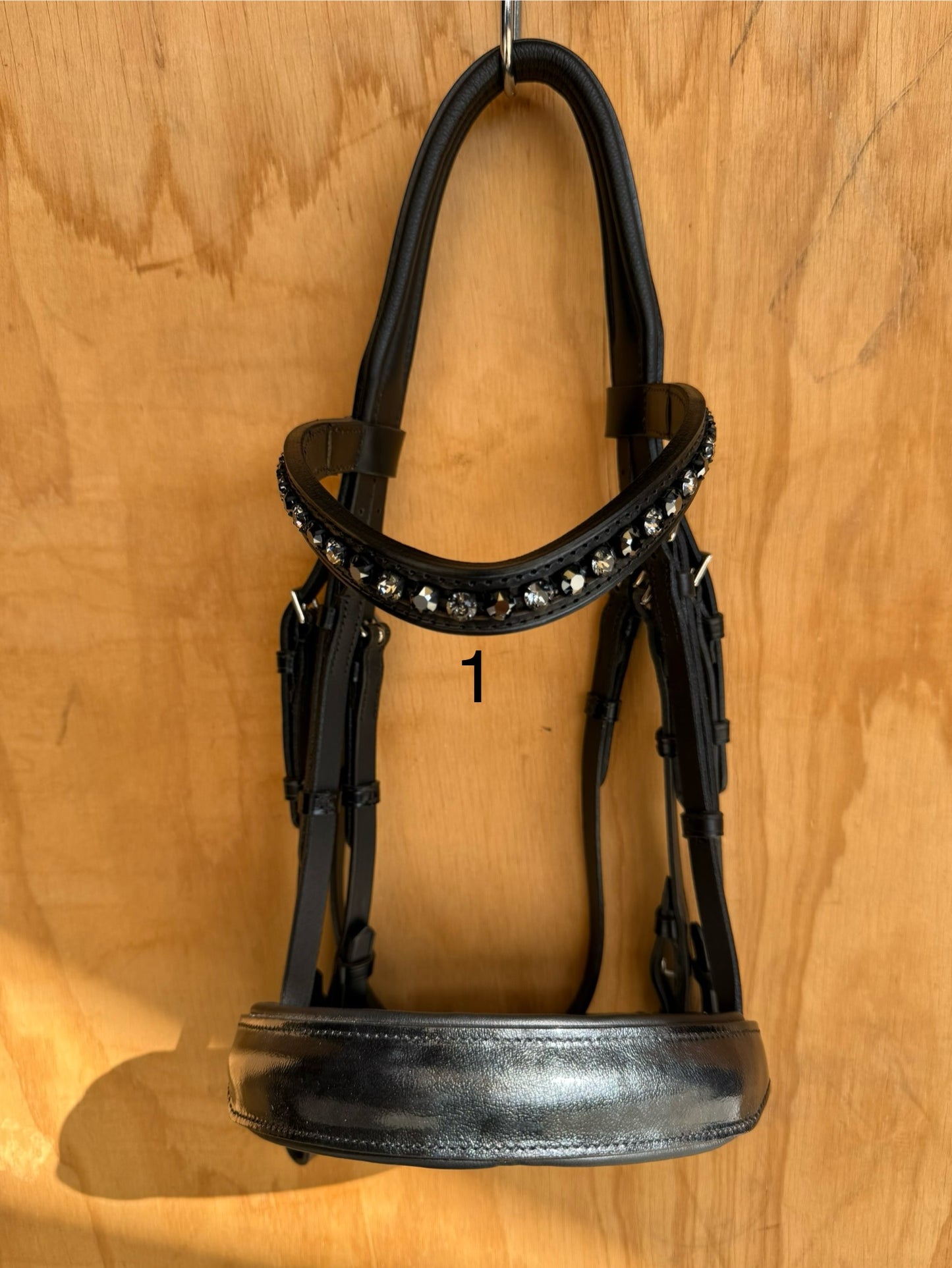OTTO SCHUMACHER TOKYO DOUBLE WITH 4.5CM CUT BACK NOSEBAND PATENT GREY/BLACK MARBLE
