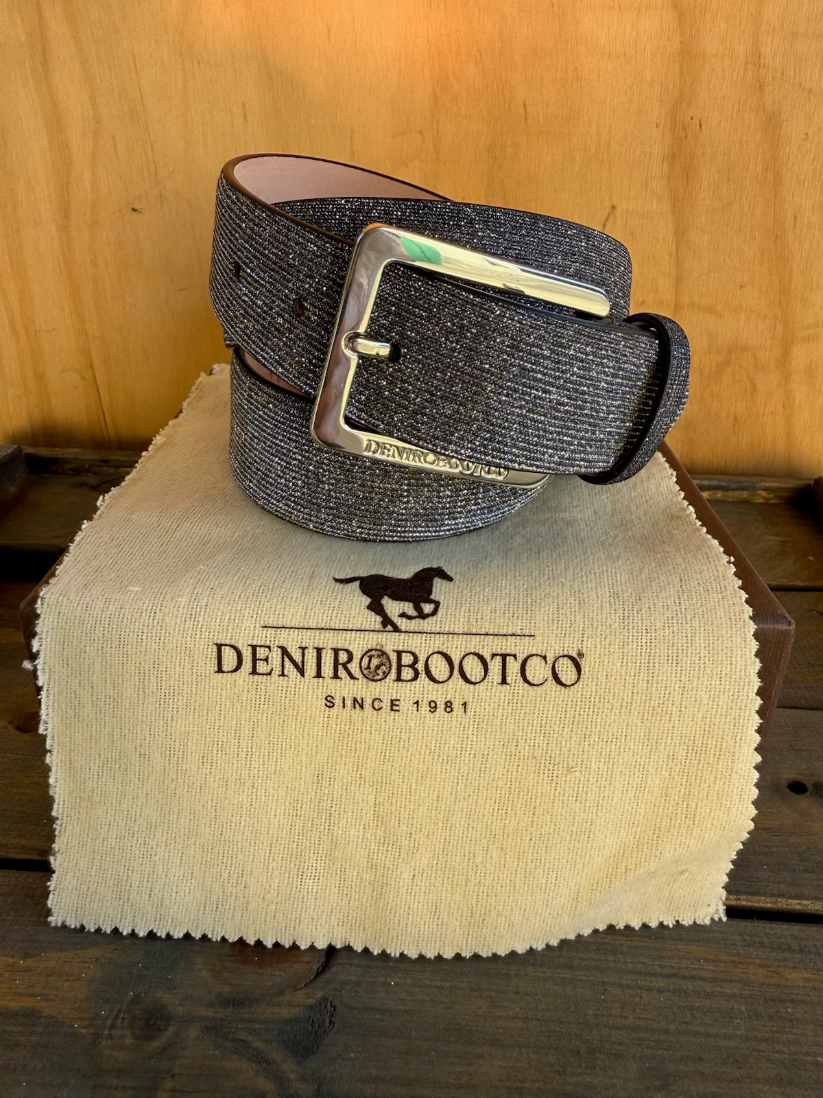 DENIRO BELT IN IRIDE CHARCOAL