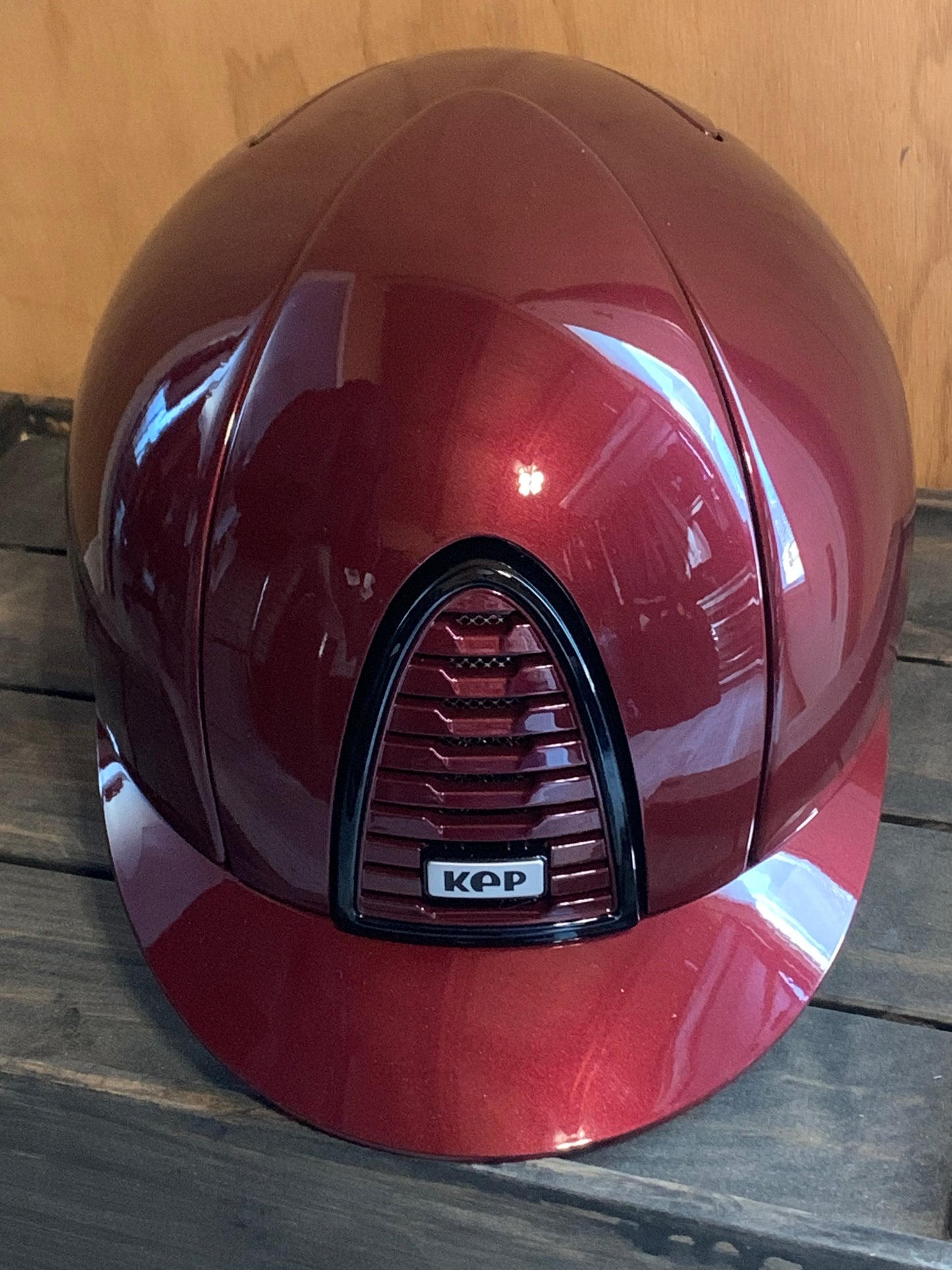 KEP Helmet Polished Burgundy With Polished Black Frame
