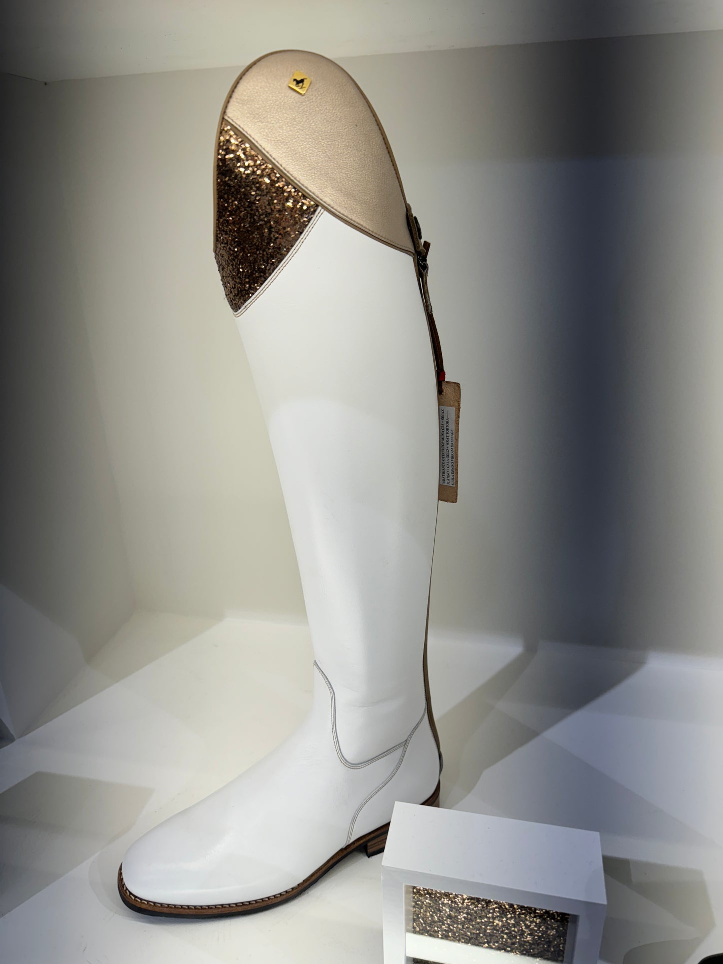 DENIRO BOOT VOLTA IN PATENT WHITE AND GALA LEATHER