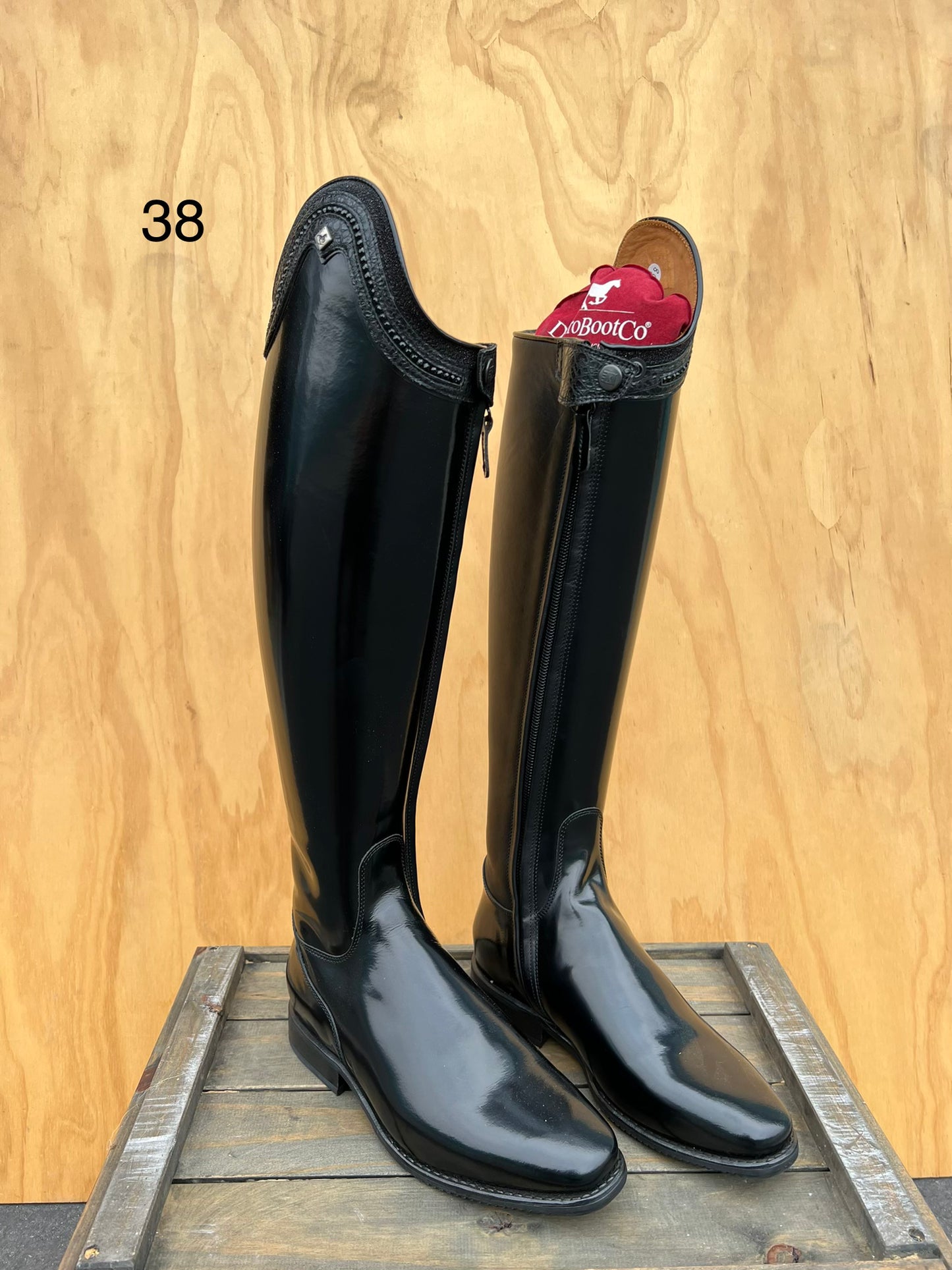 DENIRO DRESSAGE BOOT BELLINI BRUSHED BLACK WITH CRYSTAL TOP