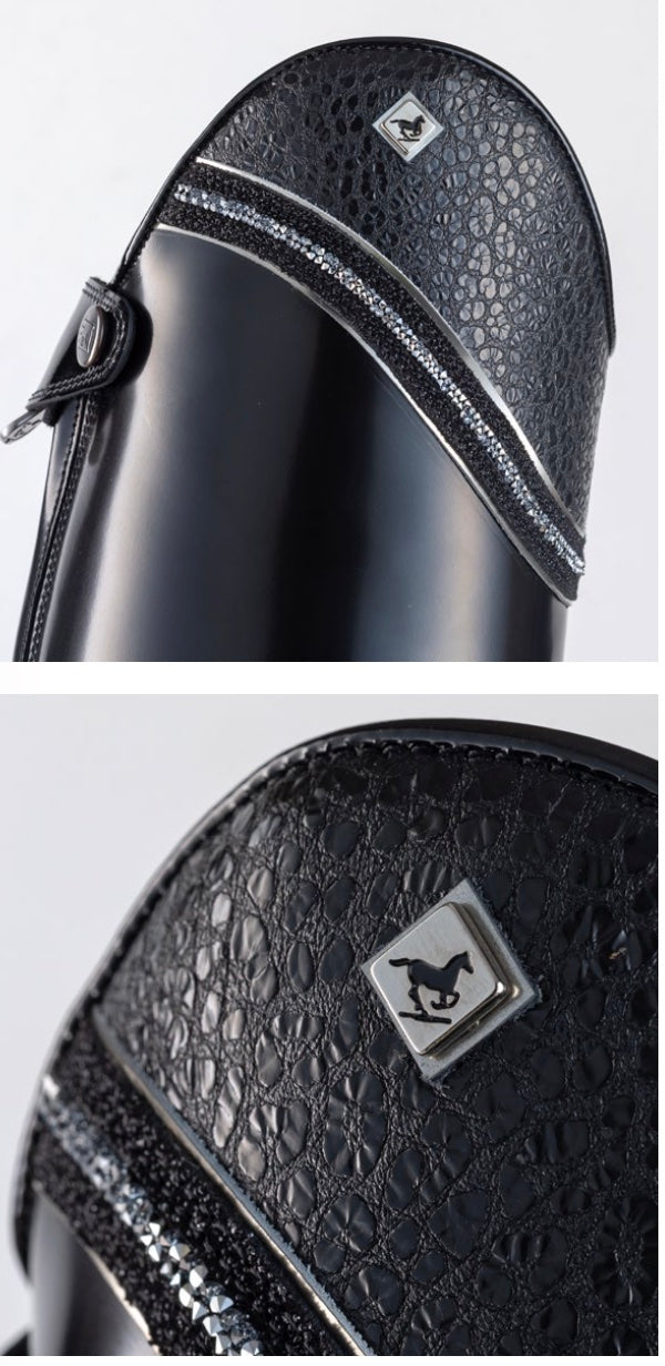 DENIRO JUMPER BOOT WITH CUSTOM TOP AND CRYSTALS