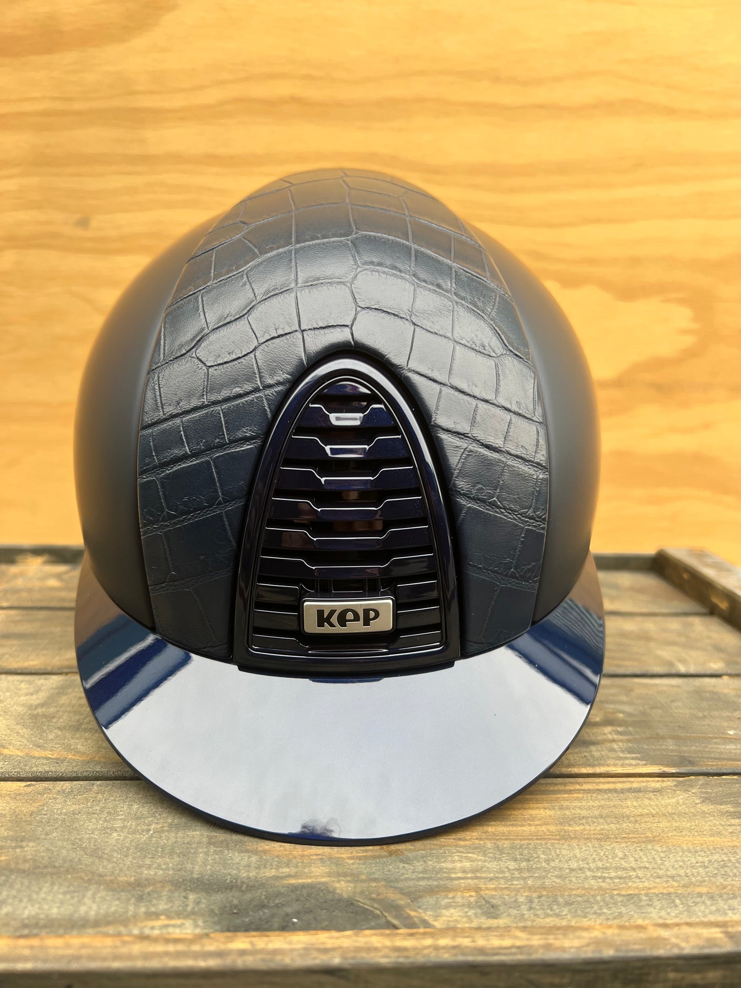 KEP HELMET MATTE NAVY BLUE CROCO FRONT AND POLISHED VISOR