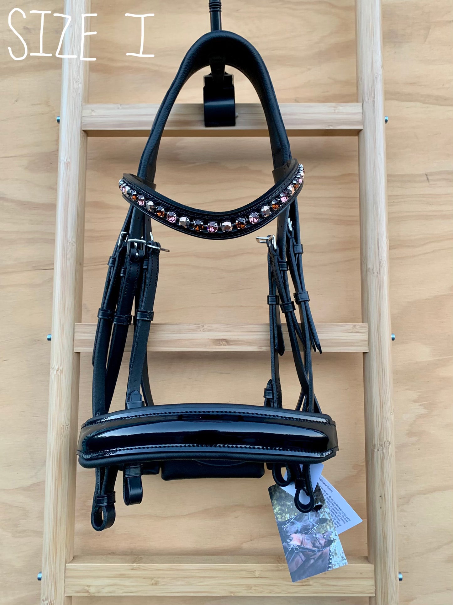 OTTO SCHUMACHER DOUBLE TOKYO WITH PATENT NOSEBAND AND BROWN CRYSTALS
