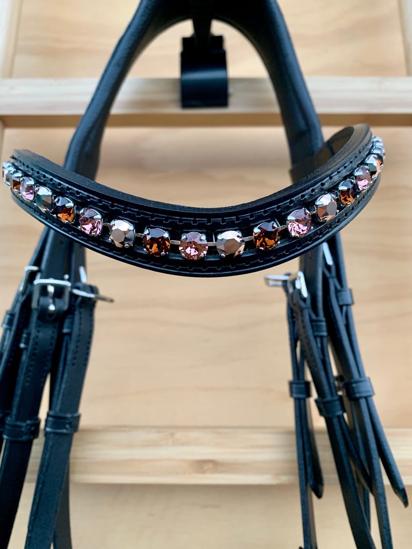 OTTO SCHUMACHER DOUBLE TOKYO WITH PATENT NOSEBAND AND BROWN CRYSTALS