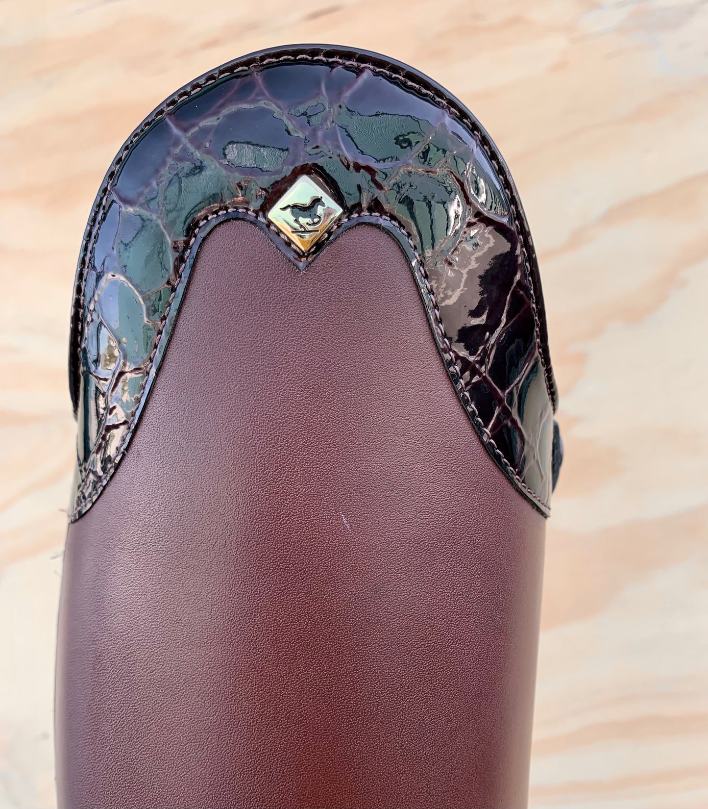 DENIRO TIZZIANO FLAT BROWN WITH PATENT BROWN CROCO TOP