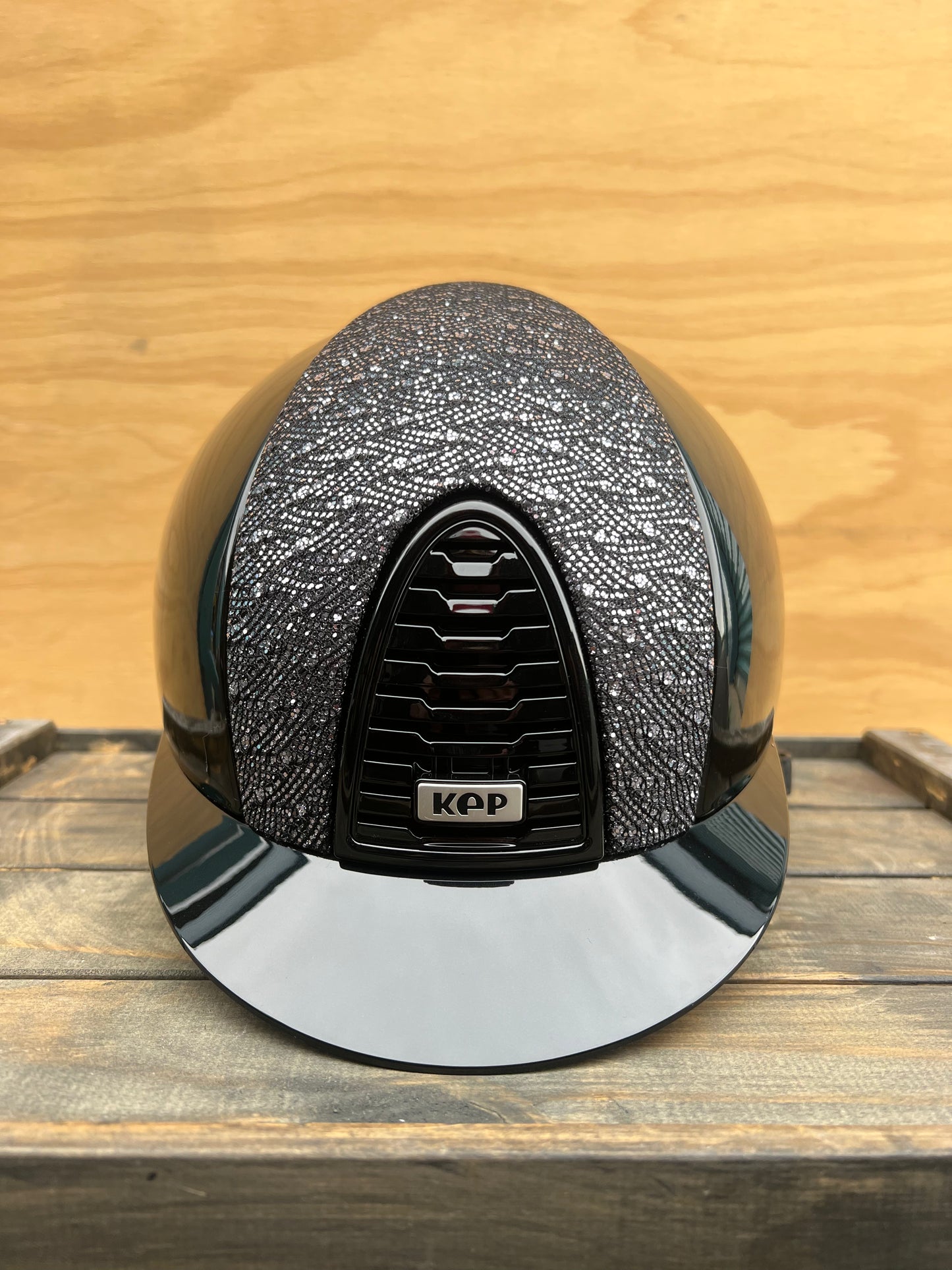 KEP HELMET POLISHED METAL BLACK WITH KLIMT FRONT INSERT