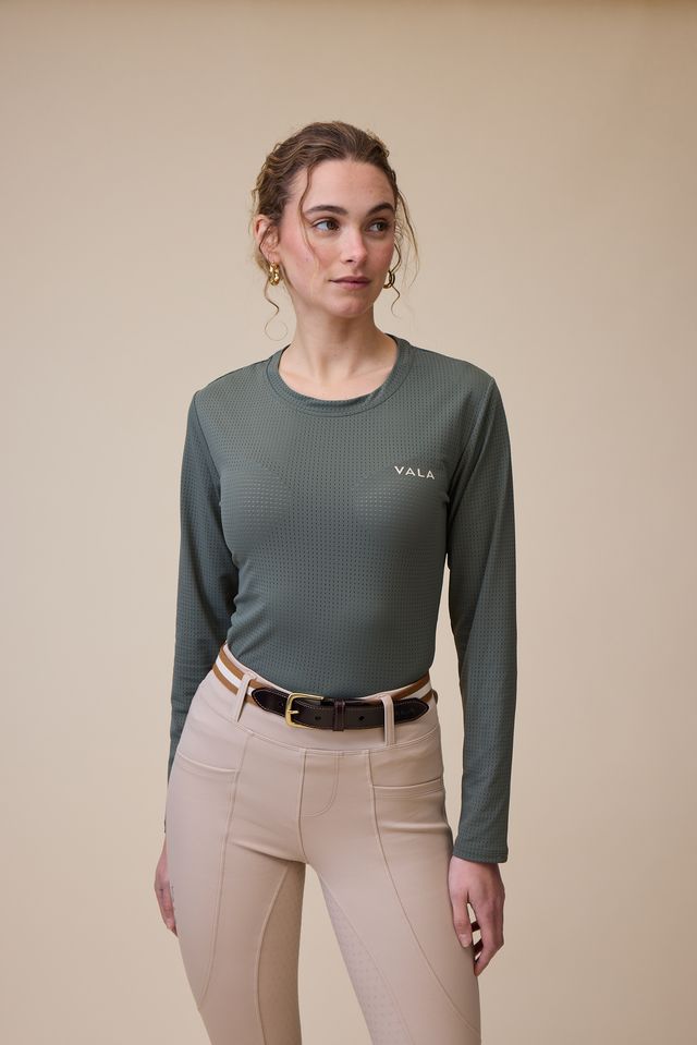 VALA MESH LONGSLEEVE CREW NECK TOP