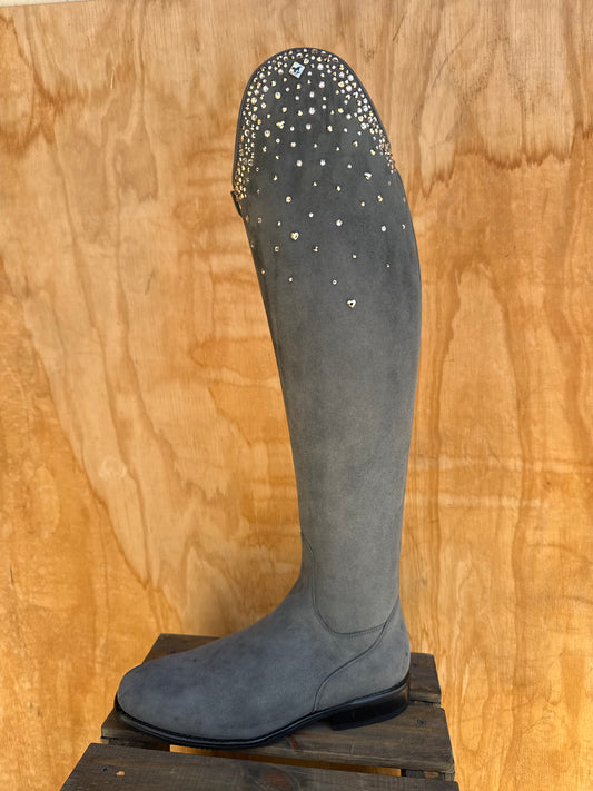 DENIRO BELLINI IN SUEDE GREY SCATTERED CRYSTALS + HEARTS 39 MA L