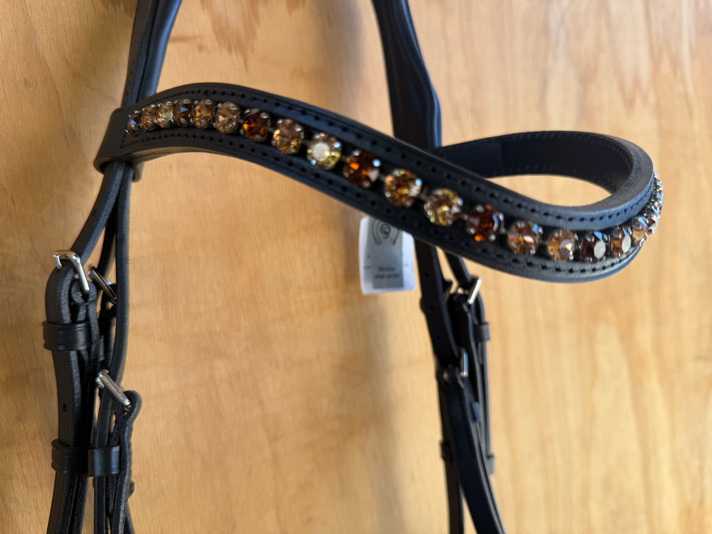 OTTO SCHUMACHER TOKYO SNAFFLE WITH 4.5 CUT BACK NOSEBAND IN BROWN CROCO AND TIFFANY BROWBAND