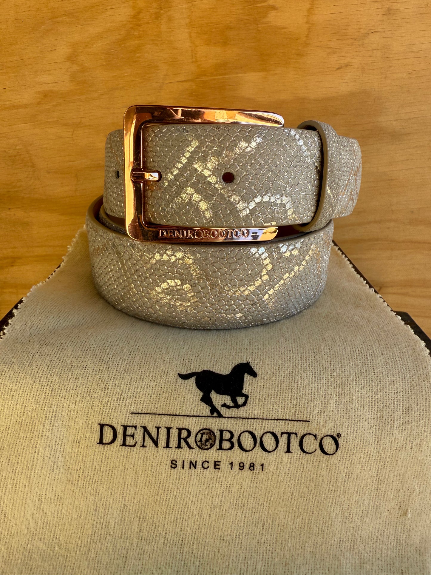 DENIRO BELT SNAKE SKIN AND ROSE GOLD