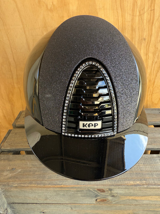 KEP POL DIAMOND BLACK WITH STAR FRONT INSERT, CRYSTAL FRAME AND CRYSTAL CHIN STRAP