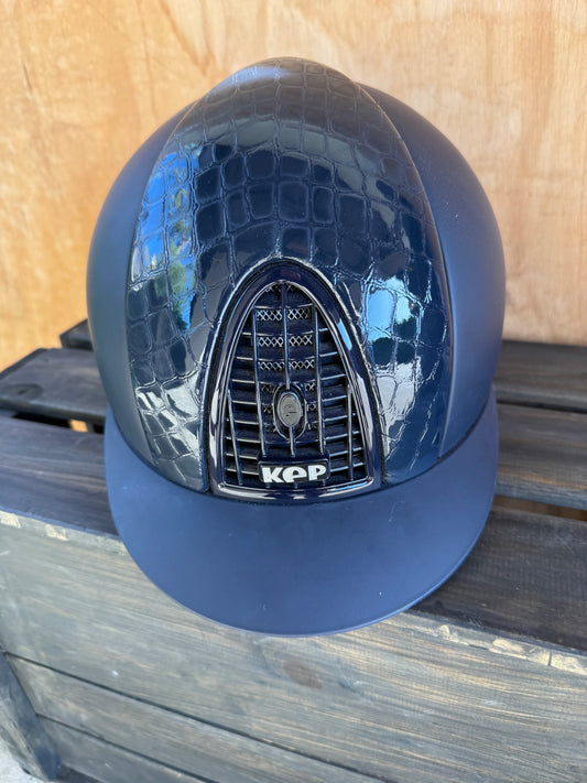 SALE!!! KEP helmet 1.0 navy with patent croco inserts, med shell