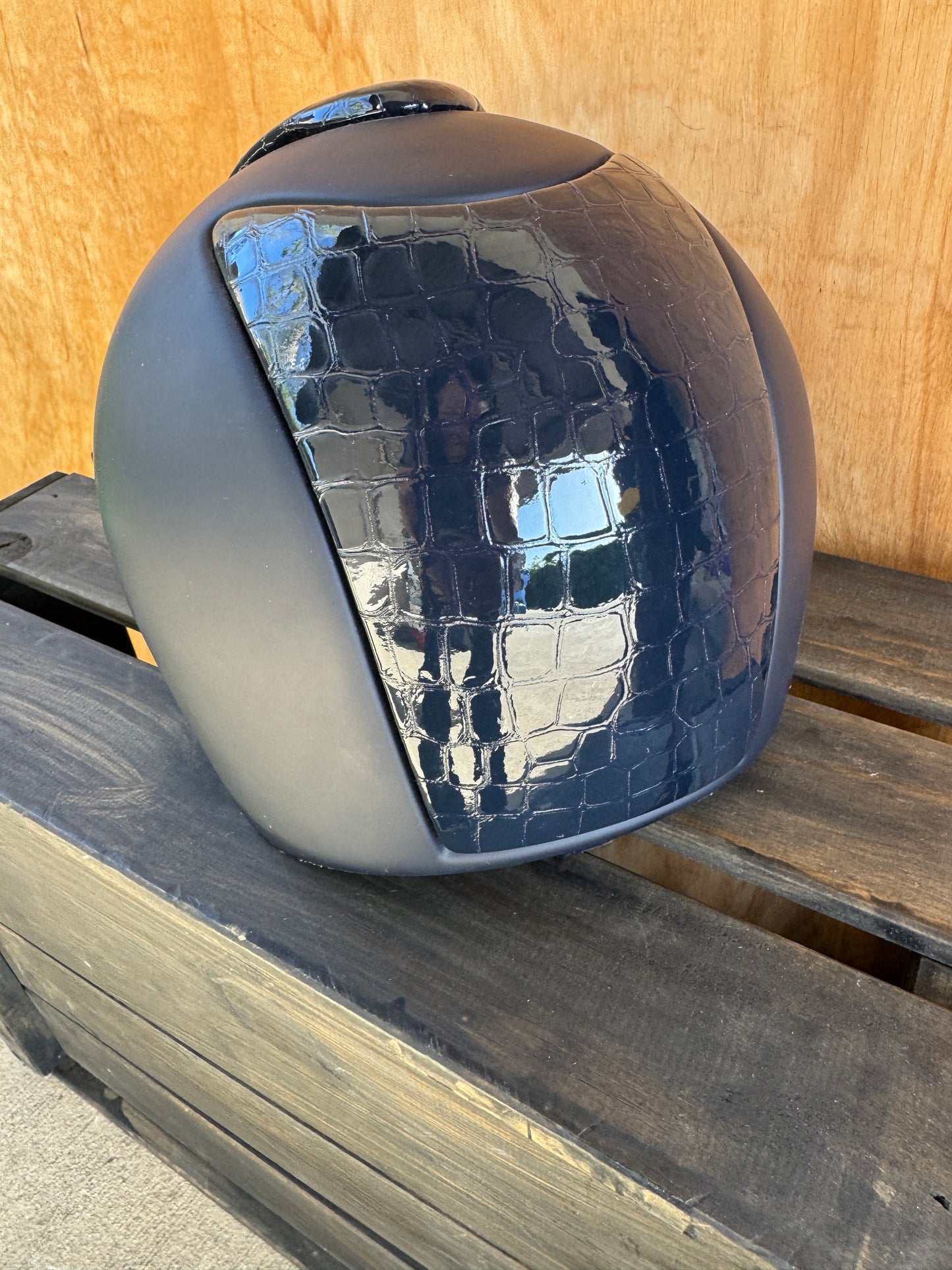 SALE!!! KEP helmet 1.0 navy with patent croco inserts, med shell