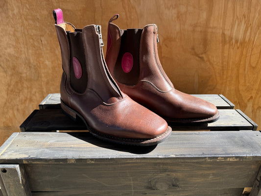 SALE!!!! DENIRO PADDOCK BOOTS IN BROWN WITH PINK DETAIL SIZE 36