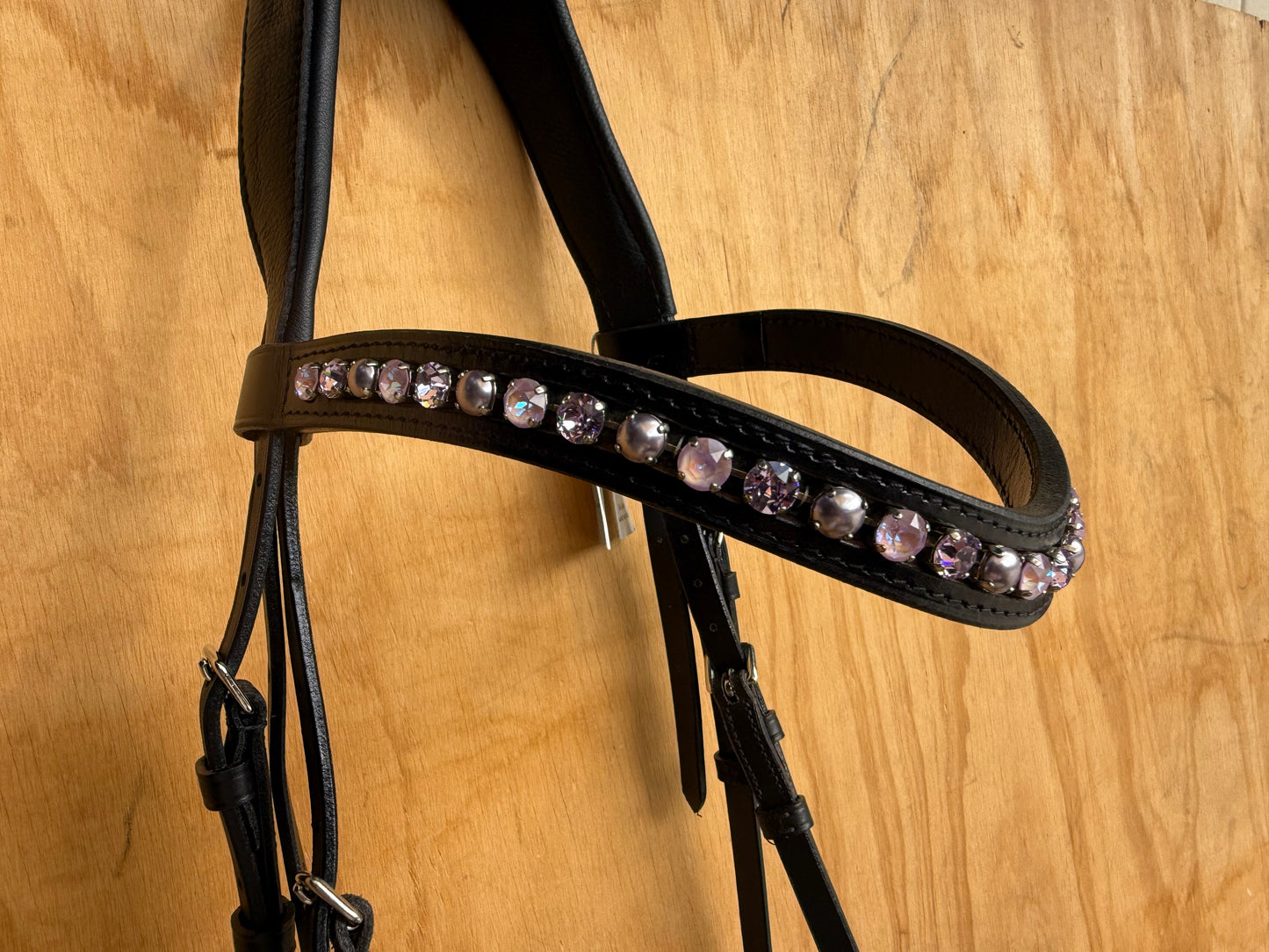 OTTO SCHUMACHER TOKYO SNAFFLE PATENT CROCO COMFORT NOSEBAND AND CRYSTAL/PEARL BROWBAND