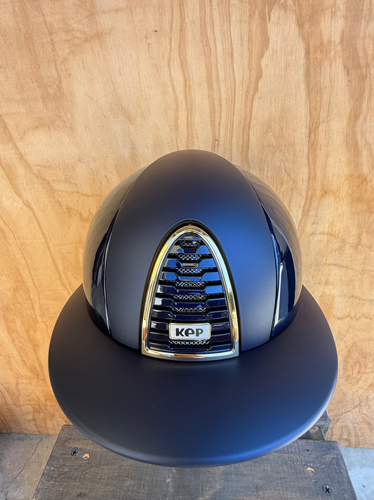 KEP POLO POLISHED BLUE WITH MATTE FRONT AND BRIM, GOLD FRAME