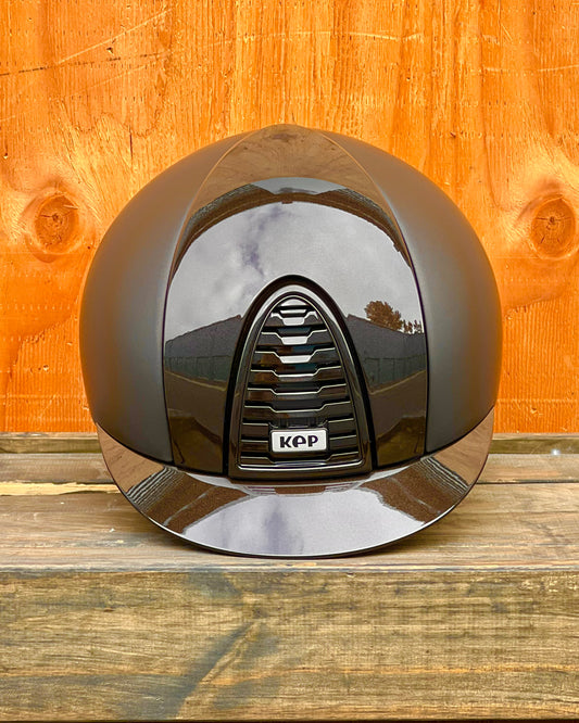 KEP CUSTOM HELMET MATTE BROWN WITH POLISHED INSERTS FRONT AND BACK