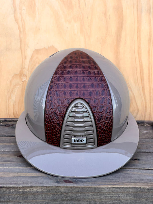 KEP HELMET IN DIAMOND TAUPE WITH CROCO INSERT WITH BIG BRIM