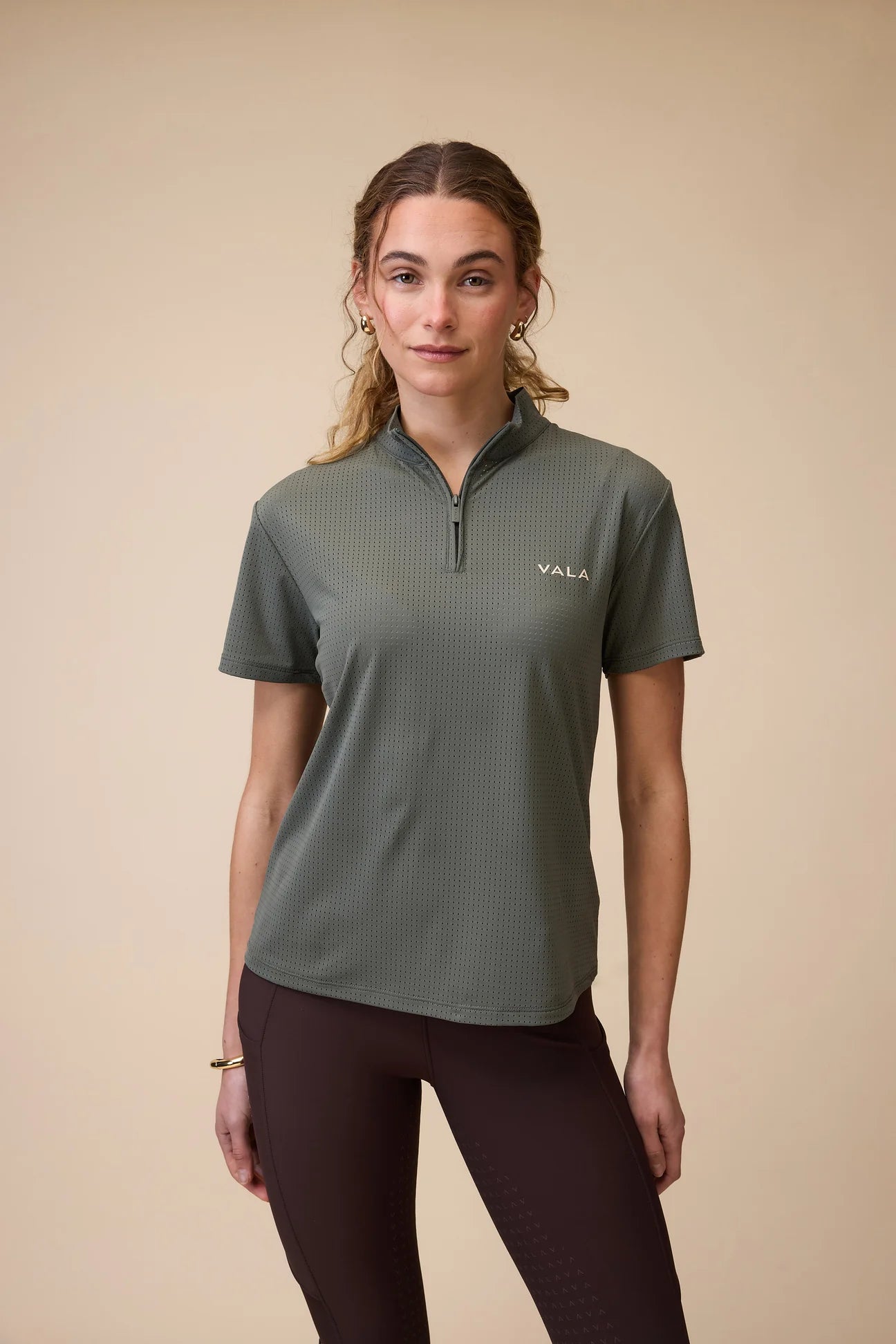 VALA ELSA MESH SHORT SLEEVE ZIP UP