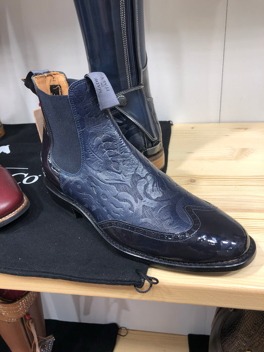 DENIRO PADDOCK BOOT WITH FLOWER PRINT BLUE