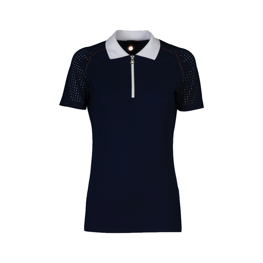 Perforated Raglan Sleeve Polo with Front Zip
