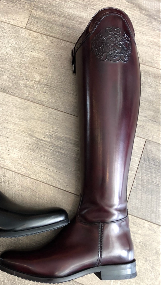 Fasciani Dressage Boot Burgundy With Logo Top – Horse & Rider Boutique